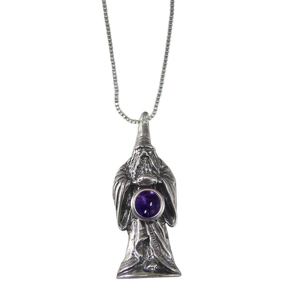 Sterling Silver Wizard of Olde Pendant With Iolite Magic Orb